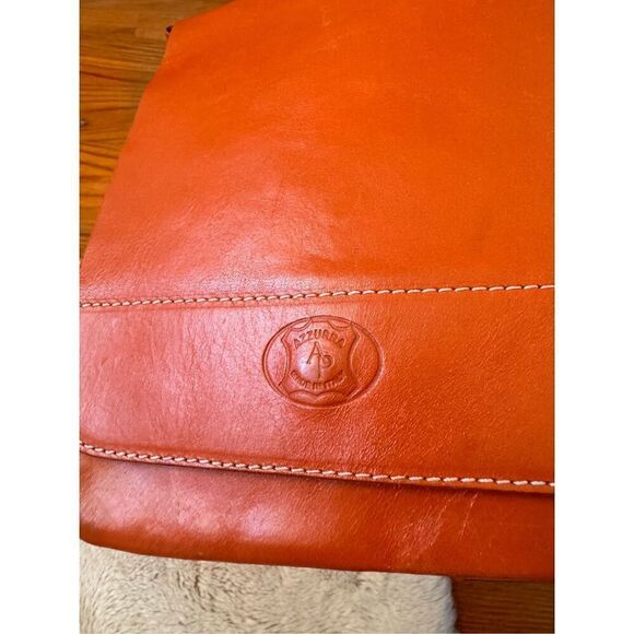 Vintage Azzurra Pelletterie Brown Leather Satchel Shoulder Crossbody Pur… - Picture 2 of 9
